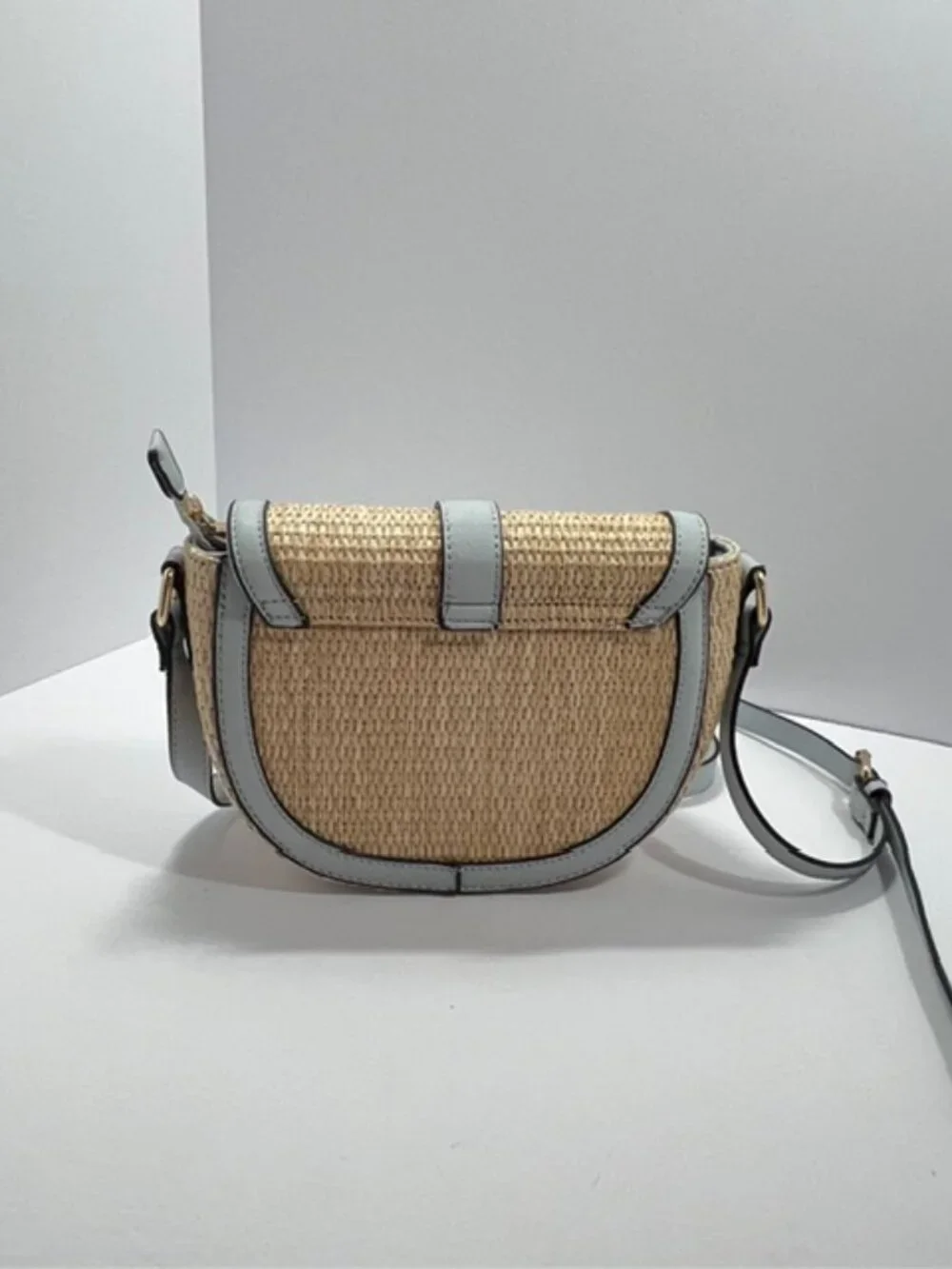 Izzy & Ali Straw & Vegan Leather Crossbody Shoulder Bag, New without Tags - Picture 6 of 9